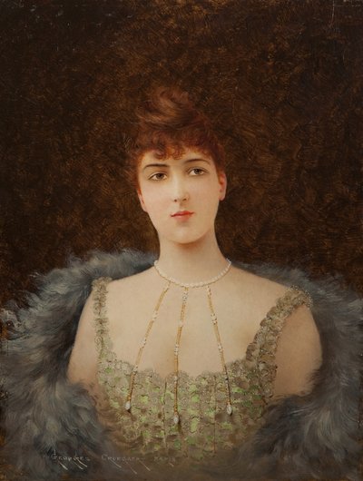 Portrait of a Girl with Fur Wrap by Georges Croegaert